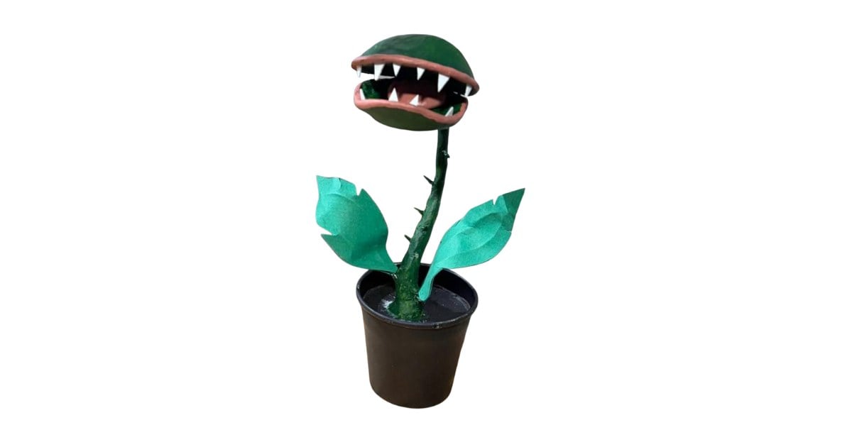 The carnivorous plant, a handmade prop from the set